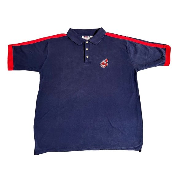 MLB Cleveland Indians Shirt Collar Button Chief Wahoo Tee Sz M Baseball Sports - Picture 4 of 10